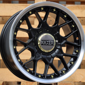 R15x8 8X100/114 ET 30 73.1 L1879 (HX025) Black+Polished Lip (BLPL) For HAXER