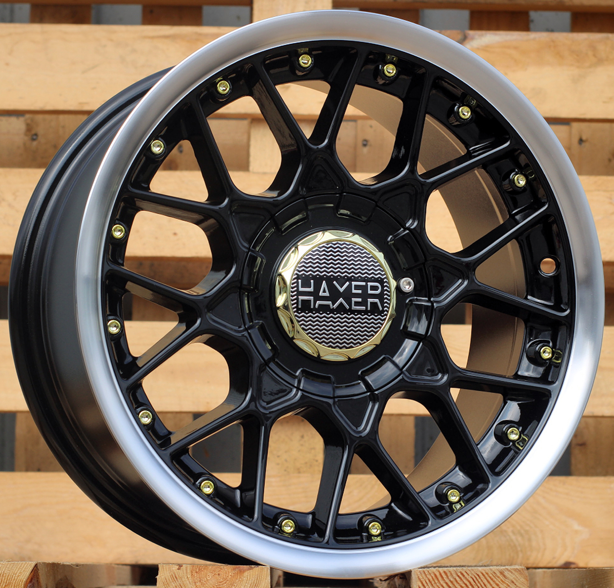 R15x8 8X100/114 ET 30 73.1 L1879 (HX025) Black+Polished Lip (BLPL) For HAXER