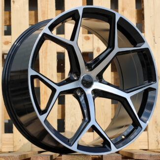 R19x8.5 5X112 ET 40 66.5 I5598 Silver+Black (SIBL) For AUD (Z5) (Black Polished Mirror Spokes)