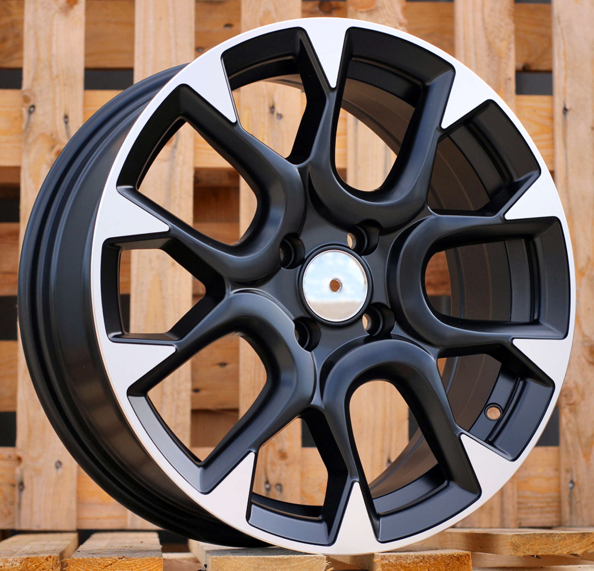 R16x6.5 4X98 ET 35 58.1 B1675 Black Polished Half Matt (MBHM) For FIAT (Z1) (ABARTH Style)