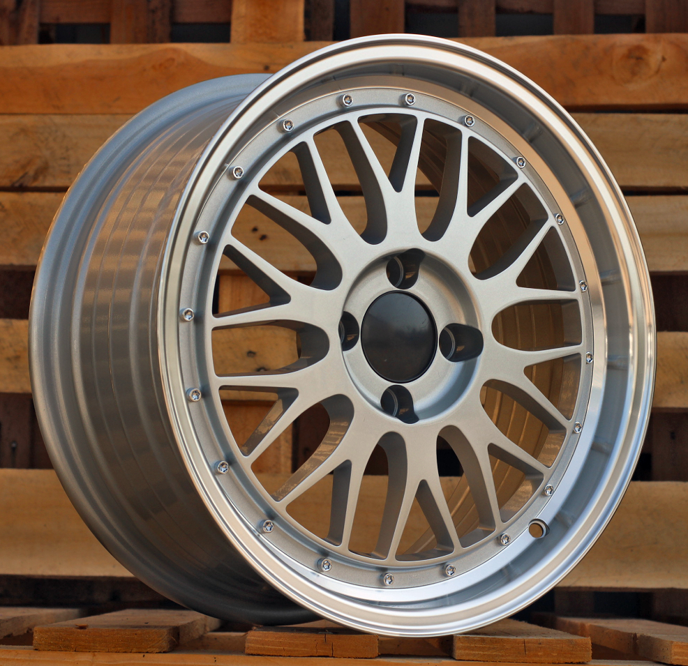 R15x6.5 4X100 ET 35 67.1 A1025 (3S215) Silver+Polished Lip (SP) For RACIN (R) (HYBRID FORGED Style BBS)