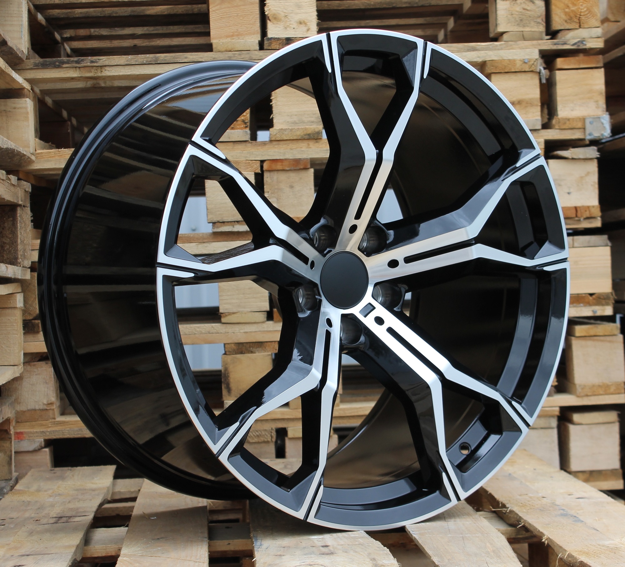 R22x9.5 5X112 ET 37 66.6 B5498 (BYD1538) Black Polished (MB) For BMW (Z3) (BKF) Front+Rear)