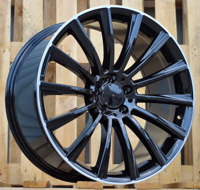 R15x6  5X112  ET  44  66.6  B1048  Black+Polished Lip (BLPL)  For MER