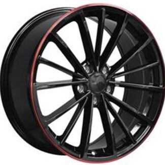 R17x7.5 5X112 ET 51 57.1 B5937 Black Half Matt+Red Lip (BLHMRL) For VW (R)