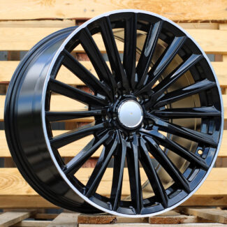 R19x9 5X112 ET 45 66.6 B5909 Black+Polished Lip (BLPL) For MER (K4+P) (New C Class)