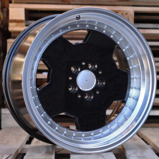 R17x8 5X112 ET 25 66.6 B5852 (BY1781) Black+Polished Lip (BLPL) For MER (Z1) (MONOBLOCK Style)