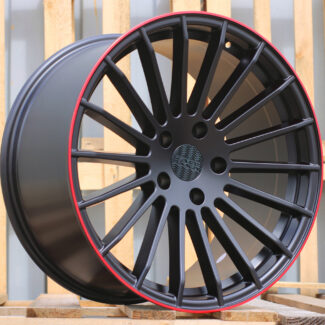 R20x10.5 5X130 ET 40 84.1 A1227 (HX010) Black Half Matt+Red Lip (BLHMRL) For HAXER