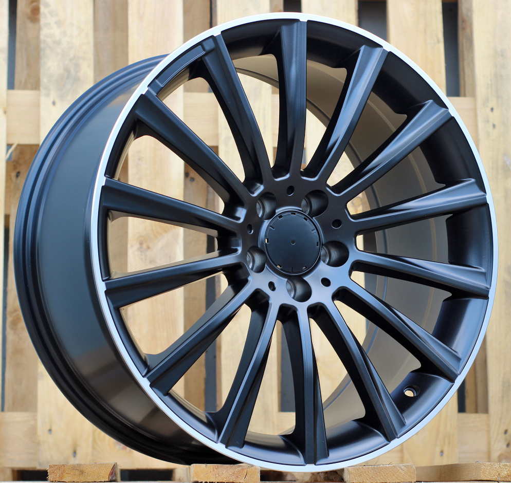R18x7.5 5X112 ET 44 66.6 B1048 Black Half Matt+Polished Lip (BLHMPL) For MER (P+Z3)