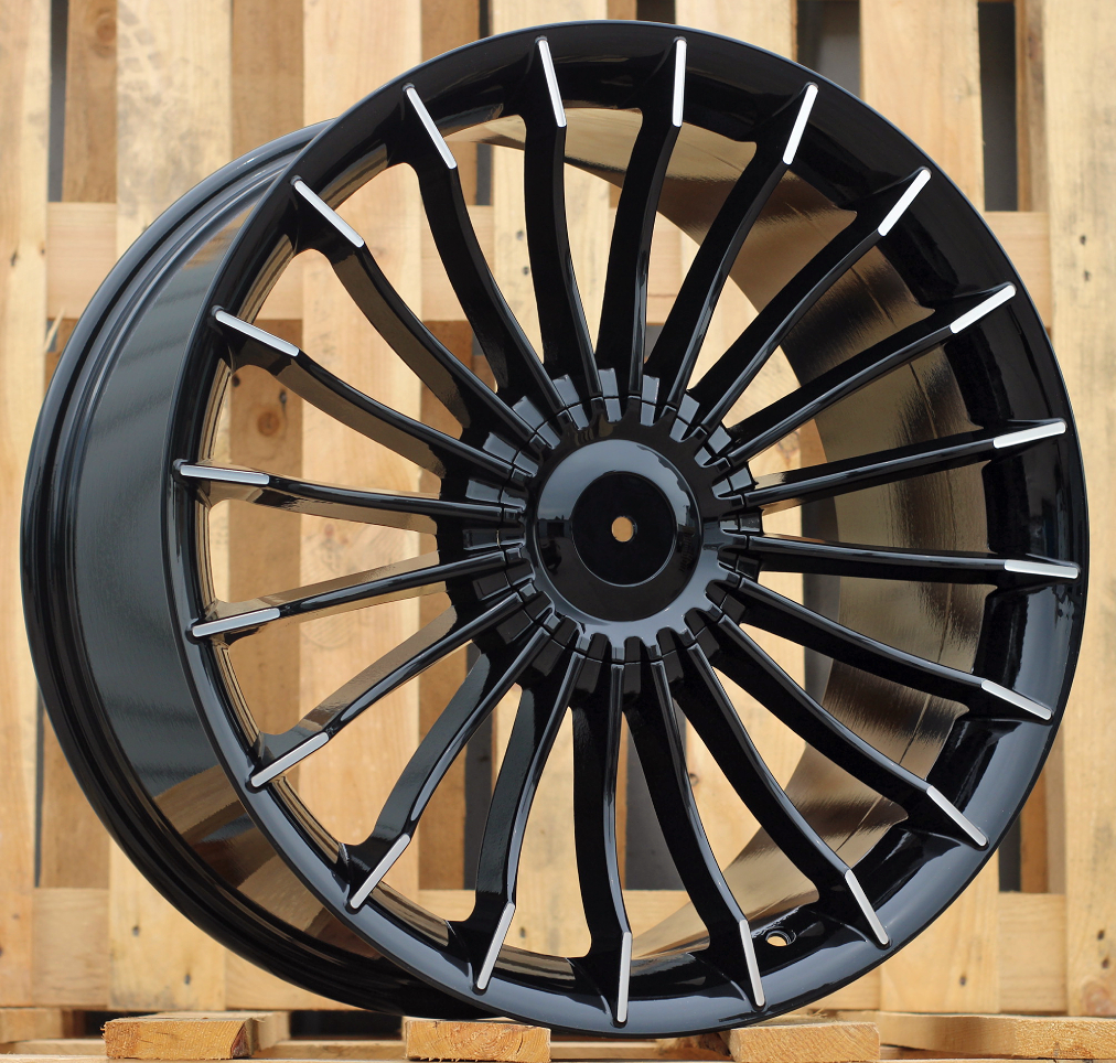 R20x9.5 5X120 ET 20 72.6 BK273 Black Polished (MB) For BMW (K4) (ALPINA Style Rear+Front)