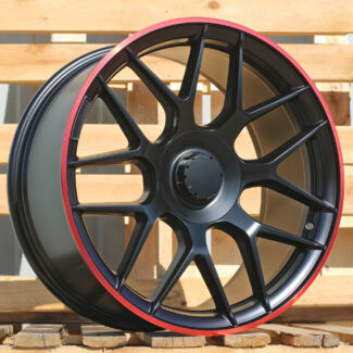 R19x8.5 5X112 ET 38 66.6 B1258 Black Half Matt+Red Lip (BLHMRL) For MER (Z4) (Rear+Front)
