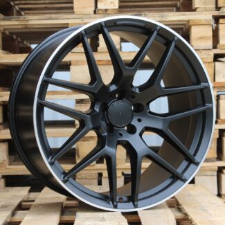 R22x10 5X112 ET 46 66.6 FE115 (L1622) Black Half Matt+Polished Lip (BLHMPL) For MER (K4+P1+Z6) (Rear+Front)