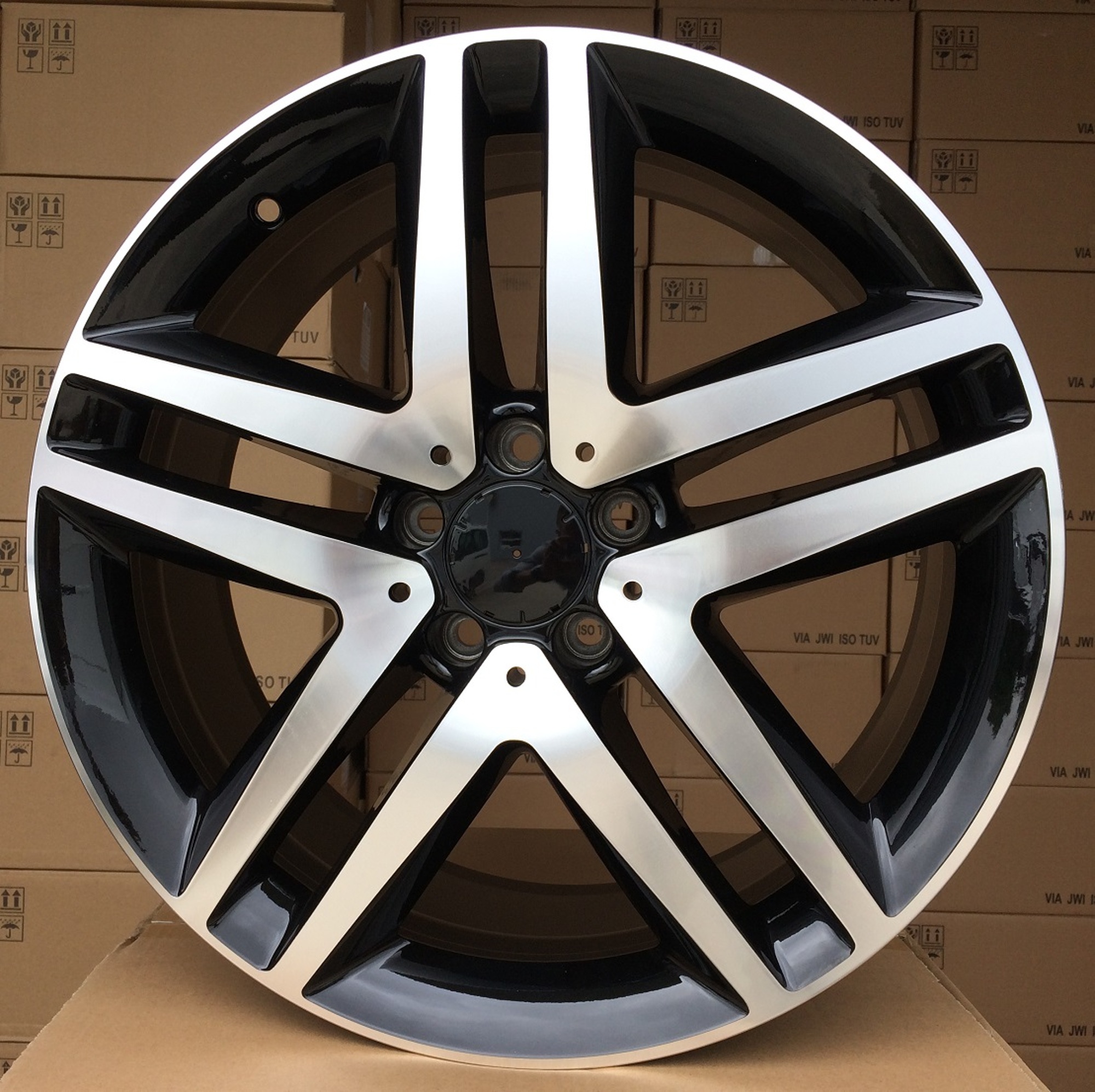 R19x8 5X112 ET 52 66.6 XFE69 Black Polished (MB) For MER (K4+Z6) (Max load 980kg)