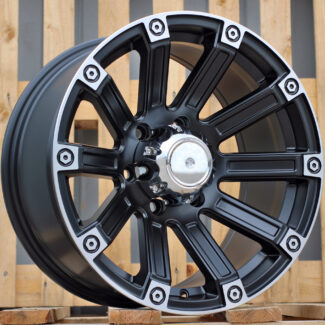 R17x8.5 6X139.7 ET 0 110.1 Y0210 Black Half Matt+Polished Lip (BLHMPL) For 4X4 (R)