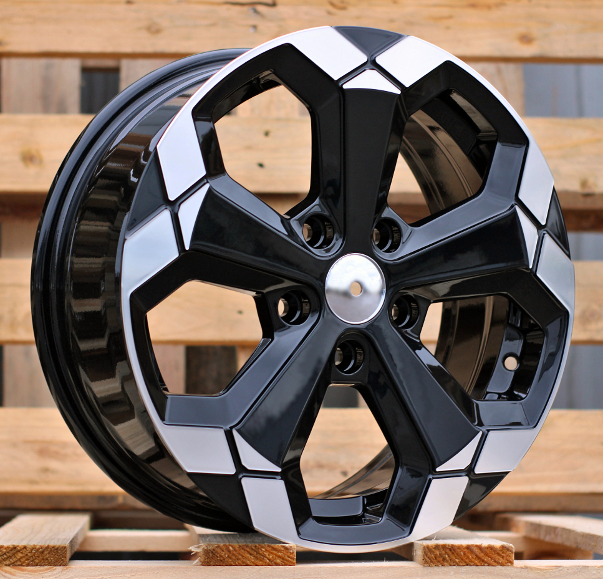 R16x6.5 5X114.3 ET 45 66.1 Y1274 Black Partial Polished (BP) For DACIA (K4+D5) (NEW Model)