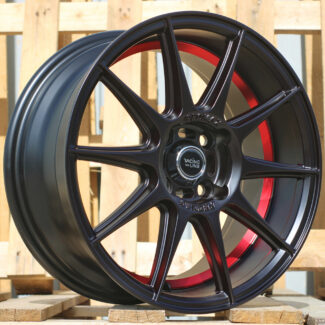 R15x7 4X100 ET 38 60.1 B5705 Black Half Matt+Red Lip (BLHMRL) For RACIN (K4)