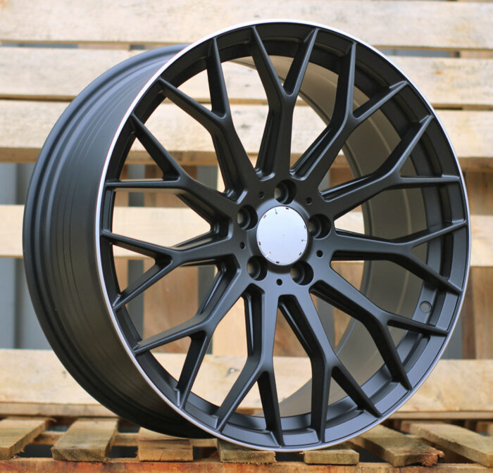 R18x8 5X112 ET 41 66.6 YS1180 (FLB002) Black Half Matt+Polished Lip (BLHMPL) For MER (P1) (HYBRID FORGED)