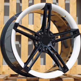 R21x9.5 5X130 ET 60 71.6 CTRGW1213 (FB0283J) Black (BL) For PORCH (K7) (FORGED Taycan (Glossy Black+White)(Rear+Front)