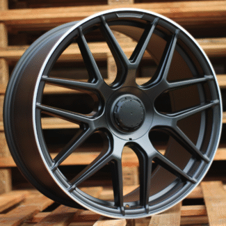 R22x11 5X112 ET 40 66.6 B5318 (3S5318) Black Half Matt+Polished Lip (BLHMPL) For MER (P) (HYBRID FORGED Rear+Front)