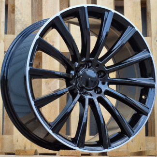 R16x7 5X112 ET 42 66.6 B1048 (XFA25) Black+Polished Lip (BLPL) For MER