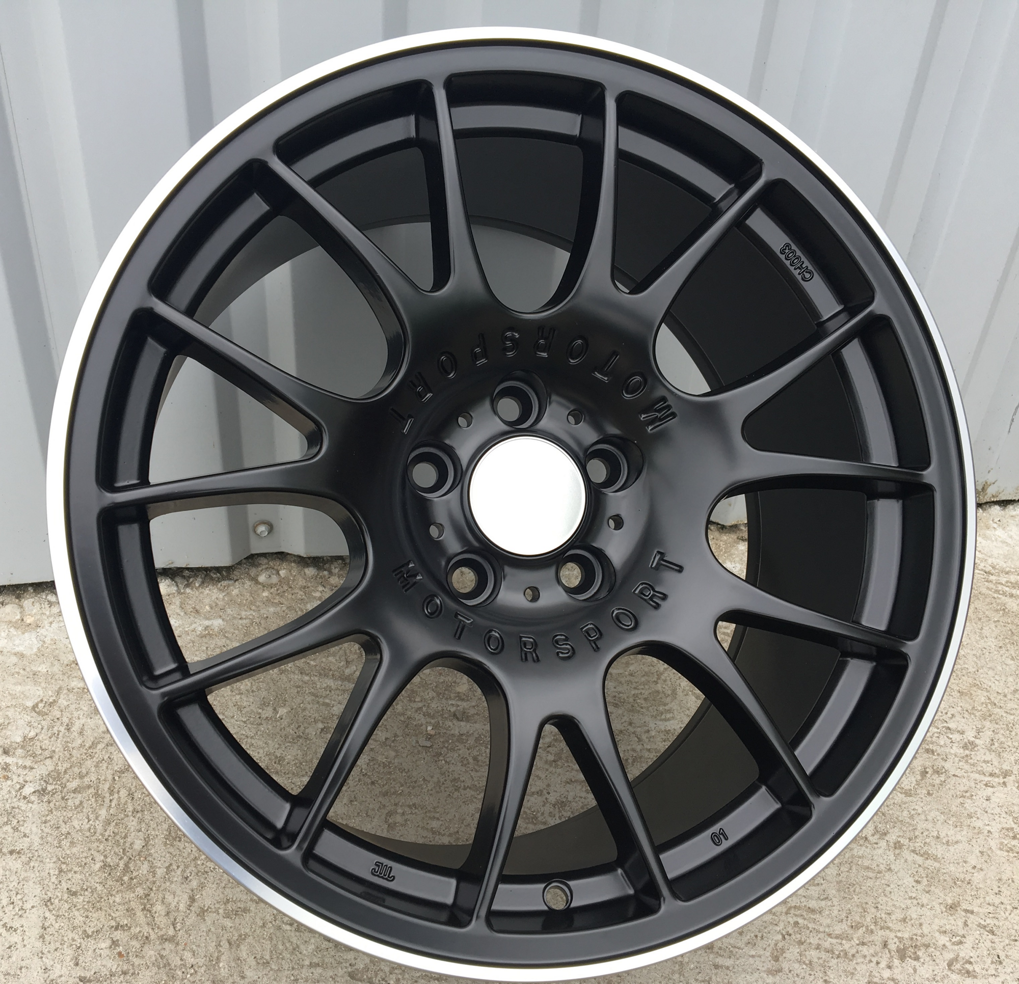 R19x8.5 5X120 ET 35 72.6 QC111 Black Half Matt+Polished Lip (BLHMPL) For RACIN (K4) (REAR+FRONT BBS MOTORSPORT)