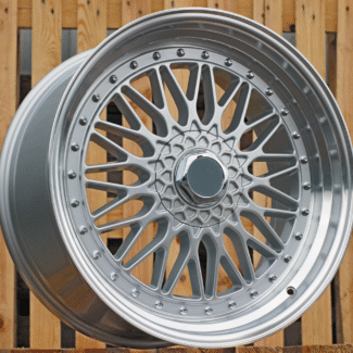 R15x7 4X100 ET 35 73.1 BY479 (BK5616) Silver+Polished Lip (SP) For RACIN (L6) (BBS Style)