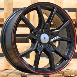 R16x7 5X114.3 ET 40 67.1 B5253 Black Half Matt+Red Lip (BLHMRL) For RACIN (P)