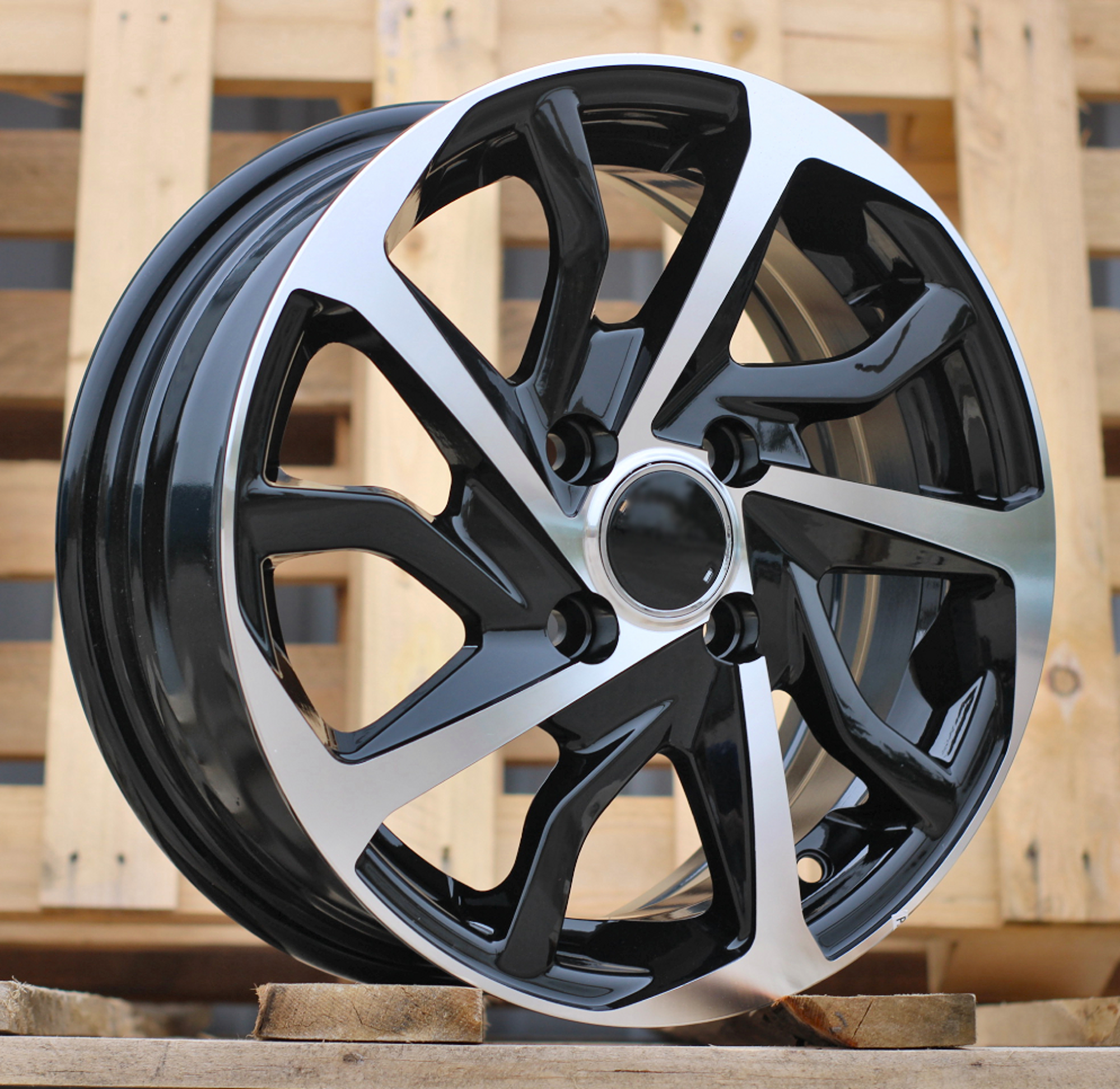 R14x5.5 4X100 ET 43 54.1 B2477 Black Polished (MB) For TOYOT (Z2)