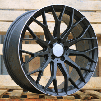 R19x8 5X112 ET 35 66.6 YS1180 Black Half Matt+Polished Lip (BLHMPL) For MER (K4) (HYBRID FORGED)
