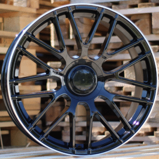 R20x8 5X112 ET 40 66.6 B1268 Black+Polished Lip (BLPL) For MER (Z1) (Rear+Front)
