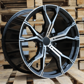 R22x10.5 5X112 ET 43 66.6 B5498 (BYD1538) Black Polished+Powder Coating (MBPC) For BMW (K7) (Rear+Front)