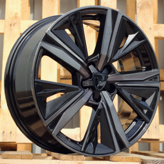 R17x7 5X108 ET 44 65.1 Y1187 (IN5668) Black+Tinted Face (BLTF) For PEUG (K7) (NEW Design Carved Spokes)